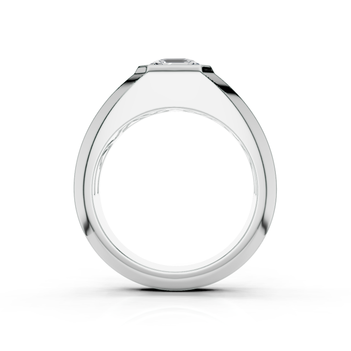 2.00 karaat zegelring met een asscher cut diamant in platina