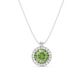 1,00 karaat Fancy Vivid Green laboratoriumgekweekte diamant halo ketting in witgoud