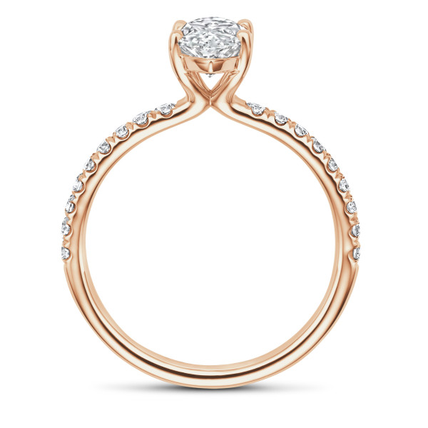 Ringen - 2.00 karaat solitaire ring met Marquise lab grown diamant in rood goud met lab grown zijdiamanten