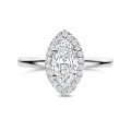 1.00 karaat halo solitaire ring met Marquise diamant in wit goud met ronde diamanten