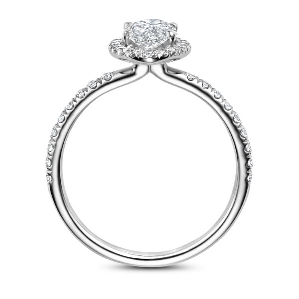 2.00 karaat halo solitaire ring met Marquise lab grown diamant in wit goud met ronde lab grown diamanten