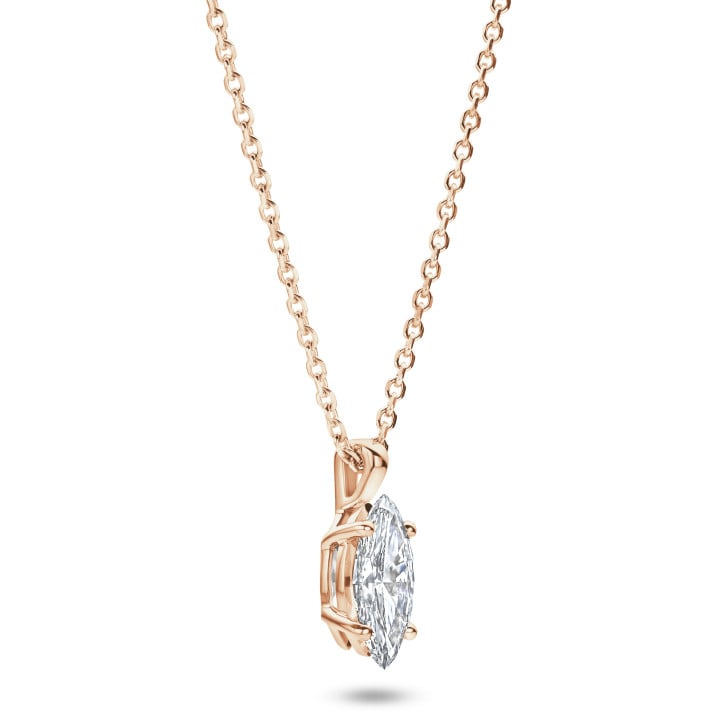 3.00 karaat solitaire hanger in rood goud met Marquise diamant