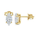 3.00 karaat solitaire oorbellen in geel goud met Marquise lab grown diamanten