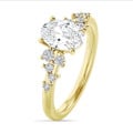 1.50 karaat solitaire clusterring in geelgoud met ovale diamant