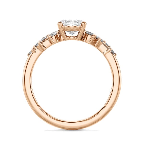 Verlovingsringen - 2.00 karaat solitaire clusterring in roodgoud met ovale diamant