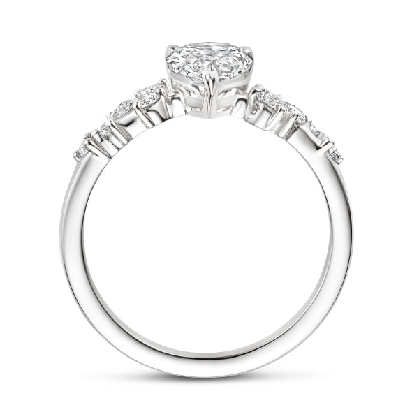 Ringen - 2.00 karaat solitaire clusterring in wit goud met een peervorm diamant