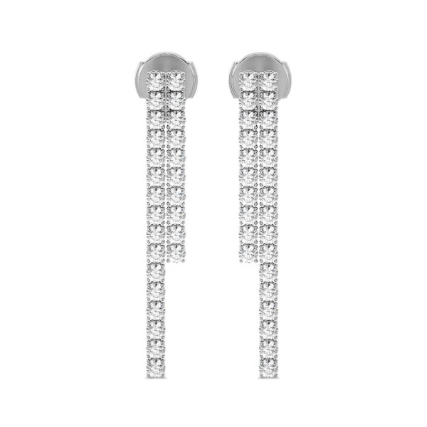Küpeler - Beyaz altın 3.90 karat pırlantalı düz küpe
