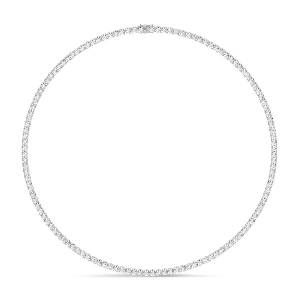 Kolyeler - Beyaz altın 14,60 Ct laboratuvarda yetiştirilmiş pırlantalı Riviere kolye