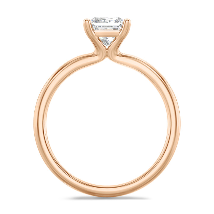 1.20 karat kırmızı altın prenses pırlantalı tektaş yüzük