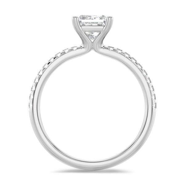 Nişan yüzükleri - 2.00 karat beyaz altın laboratuvarda yetiştirilmiş prenses pırlantalı tektaş yüzük ve laboratuvarda yetiştirilmiş yan pırlantalar