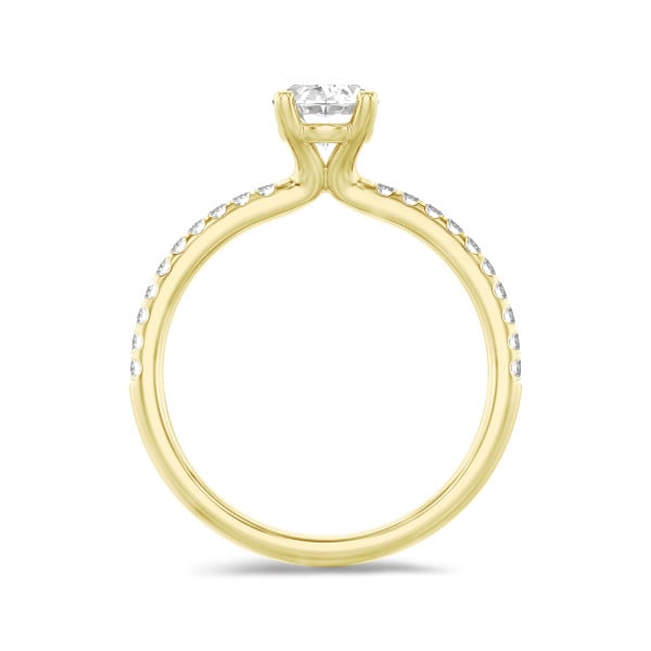 Yüzükler - 1.50 karat oval pırlantalı tektaş yüzük, yan pırlantalı sarı altın