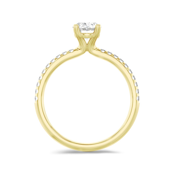 Yüzükler - 2.00 karat oval pırlantalı tektaş yüzük, yan pırlantalı sarı altın