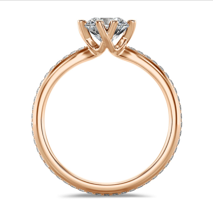 2.50 karat tektaş yuvarlak pırlantalı kırmızı altın yüzük (tam set)