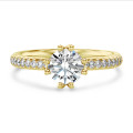 2.50 karat tektaş pırlanta yüzük, yuvarlak pırlantalı sarı altın (tam set)