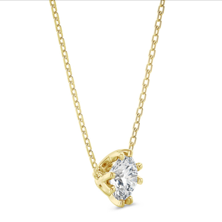 1.00 karat sarı altın, yuvarlak pırlantalı tektaş kolye ucu