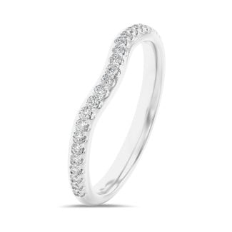 0.25 karat kavisli laboratuvarda yetiştirilmiş pırlanta sonsuzluk yüzüğü (yarım set) beyaz altın