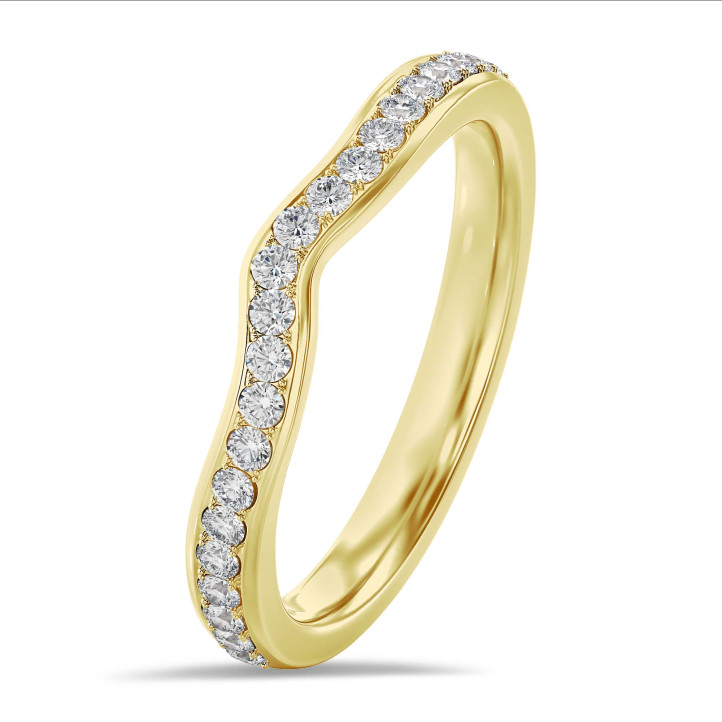 0.20 karat kavisli pırlanta sonsuzluk yüzüğü (yarım set) sarı altın
