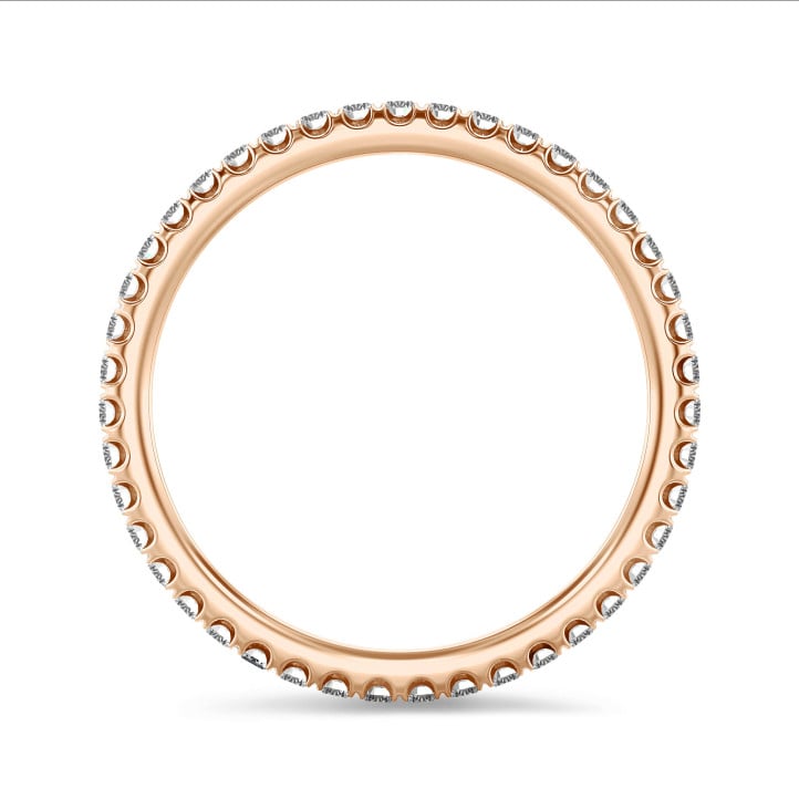 0.55 karat sonsuzluk yüzüğü (tam set) kırmızı altın, laboratuvarda yetiştirilmiş yuvarlak pırlantalı