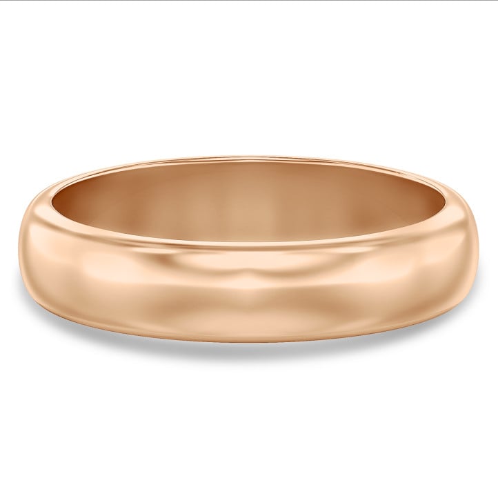 Kırmızı altından 5,00 mm kubbeli yüzeyli alyans