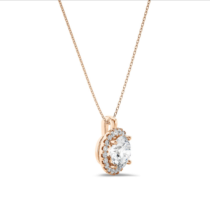 1.00 karat kırmızı altın pırlanta halo kolye