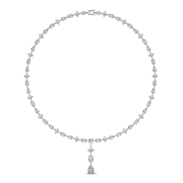 Kolyeler - 24.70 karat laboratuvarda yetiştirilmiş beyaz altın pırlanta kolye, çıkarılabilir kolye ucu ile