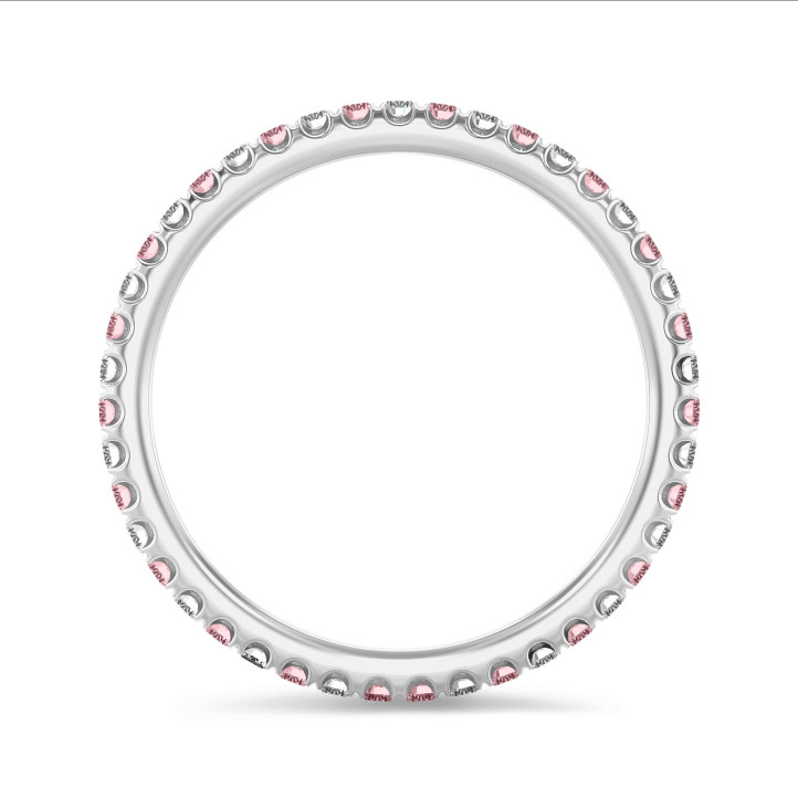 0.55 karat sonsuzluk yüzüğü (tam set) beyaz altın, yuvarlak pembe ve beyaz pırlanta