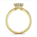 5.00 karat laboratuvarda yetiştirilmiş tektaş pırlanta yüzük, laboratuvarda yetiştirilmiş yuvarlak pırlantalı sarı altın (tam set)
