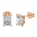 4.00 karat kırmızı altın, parlak kesim pırlantalı tektaş küpe