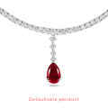 Fantezi canlı kırmızı armut biçimli laboratuvarda yetiştirilmiş pırlanta ile beyaz altından 34,90 karat laboratuvarda yetiştirilmiş pırlanta degrade kolye