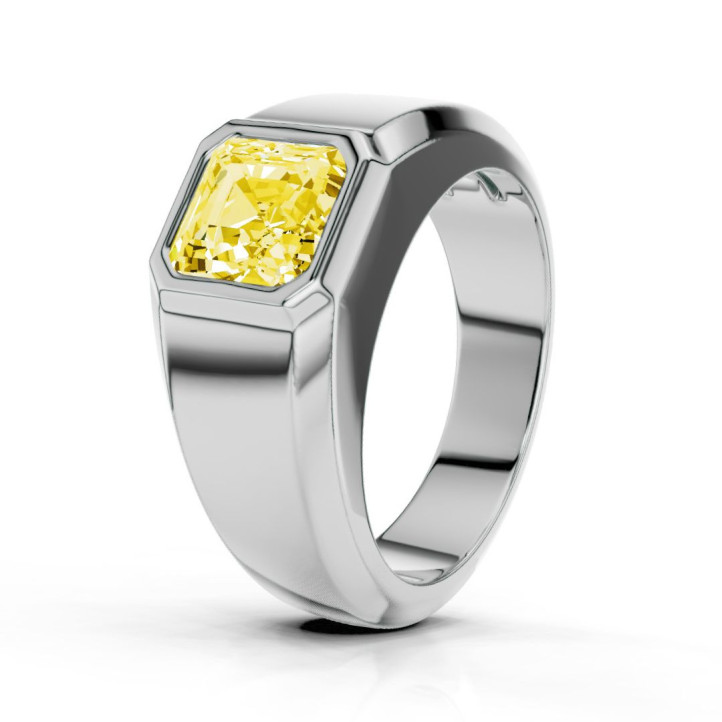 2.00 karat platin, sarı laboratuvarda yetiştirilmiş asscher kesim pırlantalı mühür yüzük
