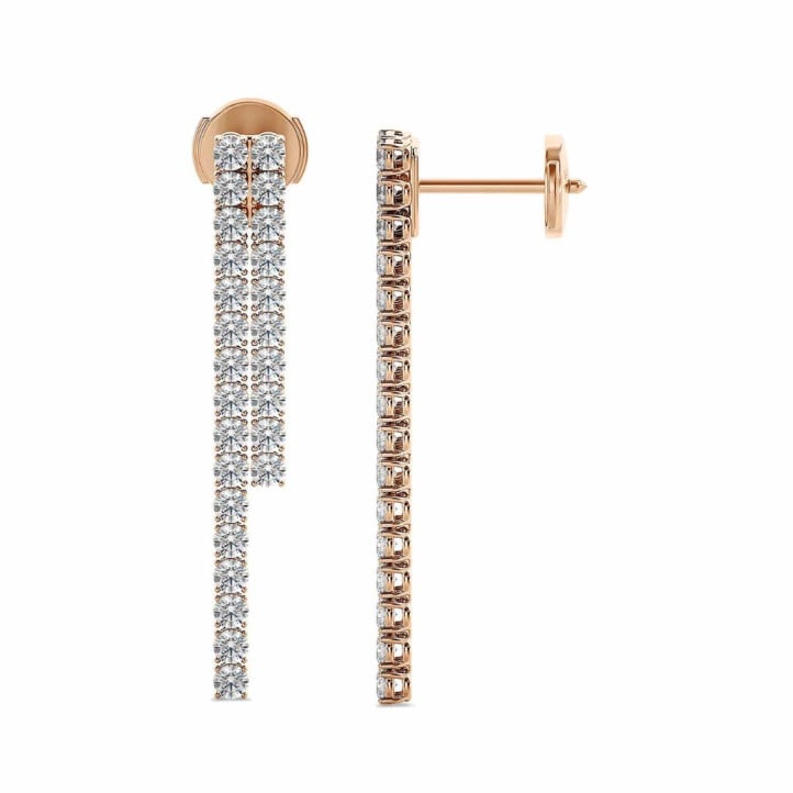 3.90 克拉”River”玫瑰金培育钻石耳环