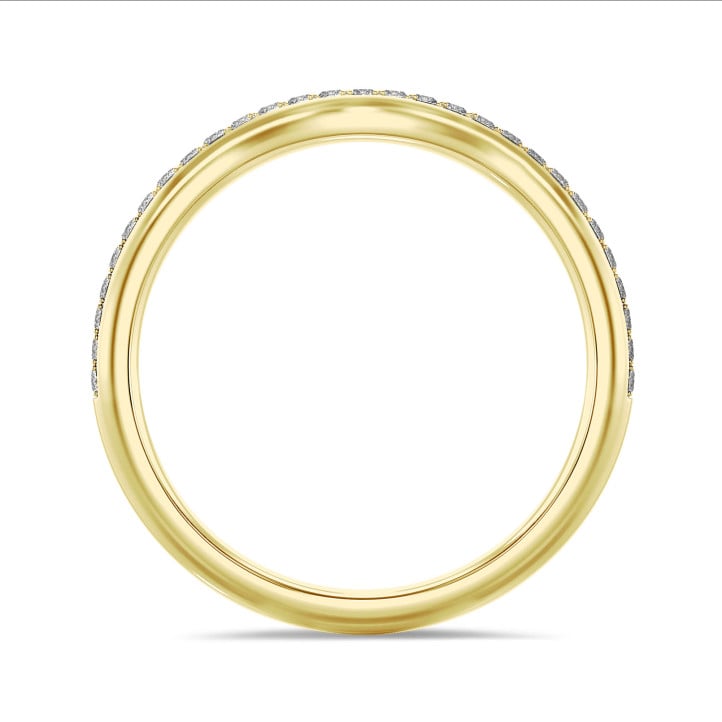 0.23 克拉弧形黄金密镶培育钻石戒指(半环镶钻)