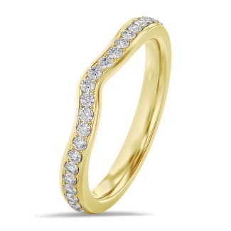 0.20 克拉弧形黄金密镶培育钻石戒指(半环镶钻)