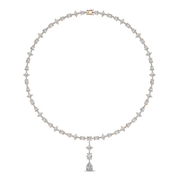 24.70克拉玫瑰金培育钻石项链，吊坠可拆卸