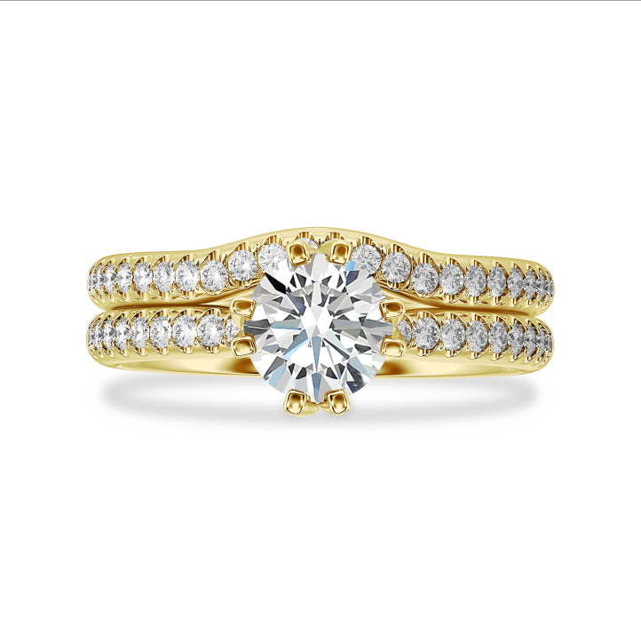 2.50克拉黄金培育单钻戒指 - 戒圏密镶小钻石(满镶)